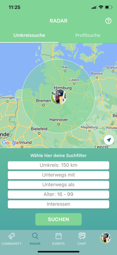 radar suche um camper in deiner nähe zu finden