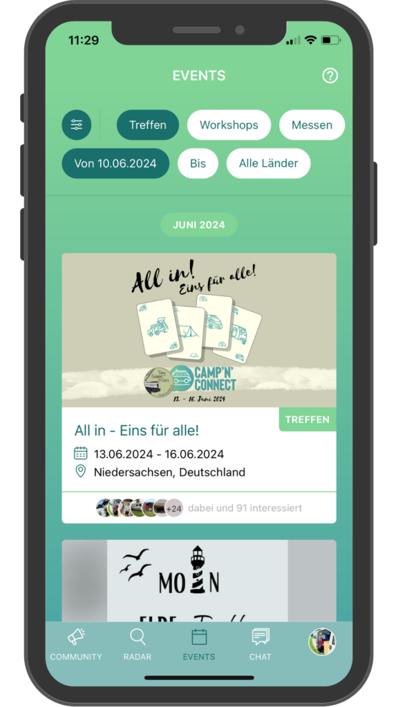 event kalender von campnconnect mit allen camping treffen